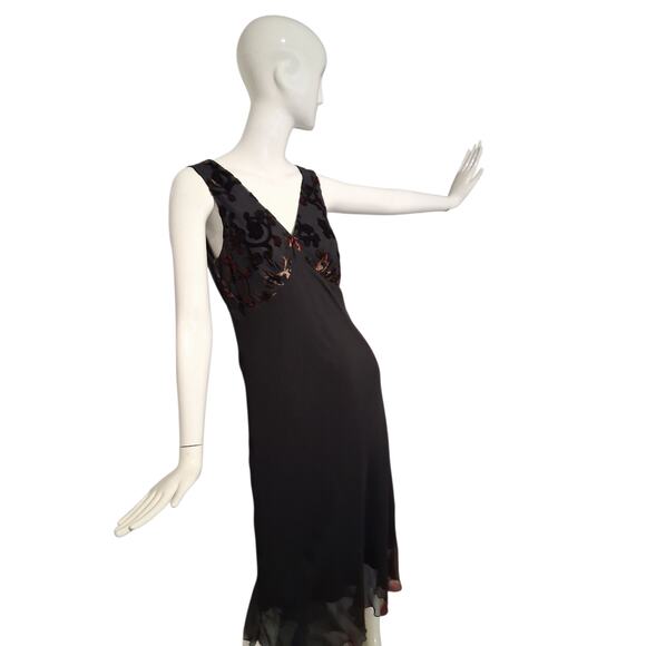 Y2K Silk Babydoll Velvet Burnout Womens sz 6 Whimsigoth Vampire Witchcore Dress - Picture 5 of 12